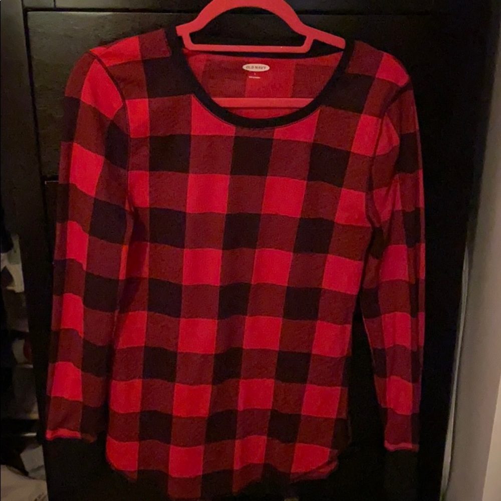 Black and Red Old Navy checkered Thermal Top